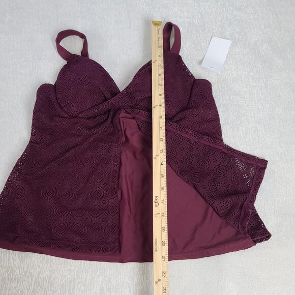 Meet Curve Swim crochet tankini top underwire lined maroon NWT size XL Maroon - Picture 6 of 10